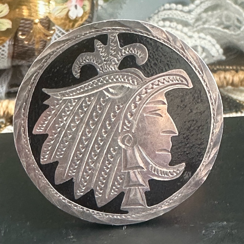FDG MEXICO MEXICAN STERLING SILVER NATIVE AMERICAN INDIAN PENDANT BROOCH PIN